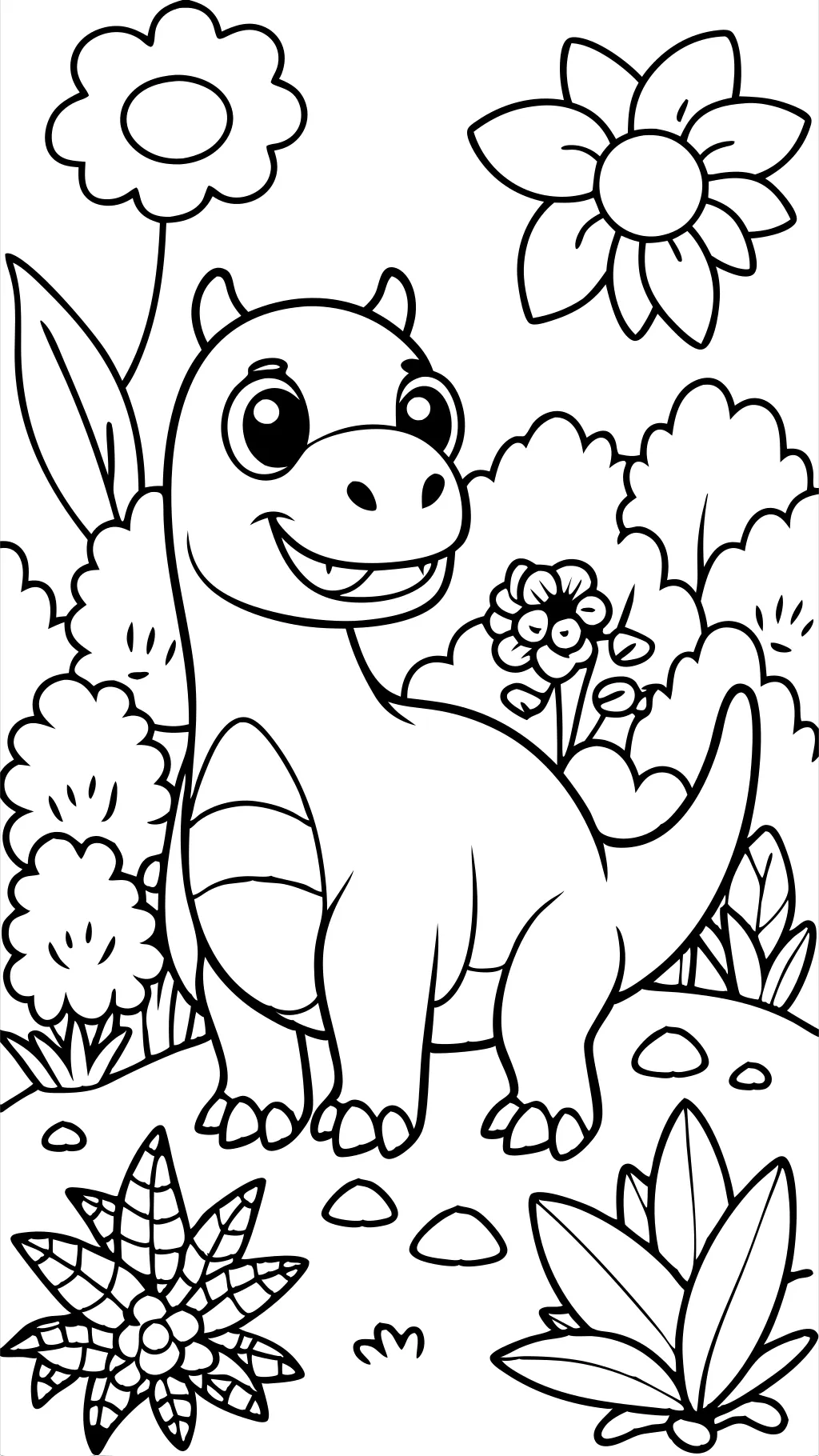 Linda página para colorear de dinosaurios